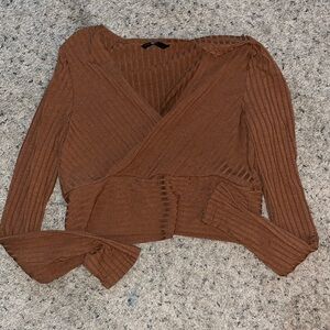 Brown Cropped Long Sleeve